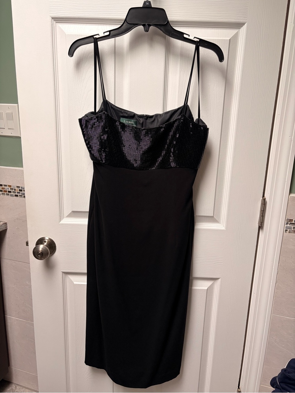 Lauren Ralph Lauren Black Sequin Bodice Midi Dress